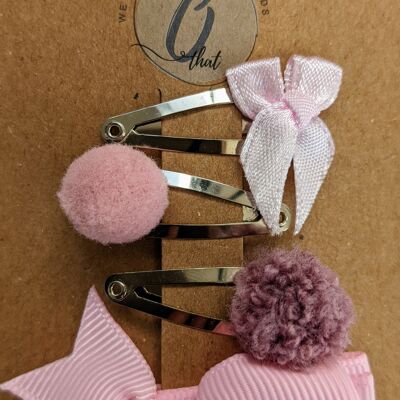 Baby hair clips set 4 pieces Pink