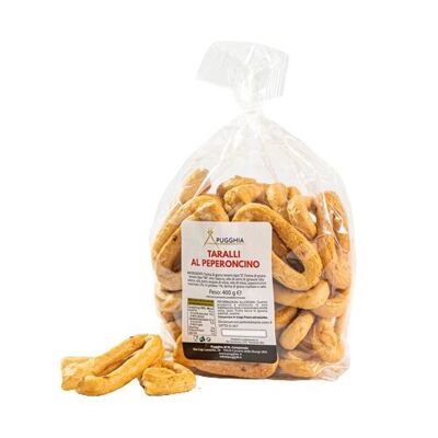 Handgemachte Taralli MIT CHILI-PFEFFER 400 gr.