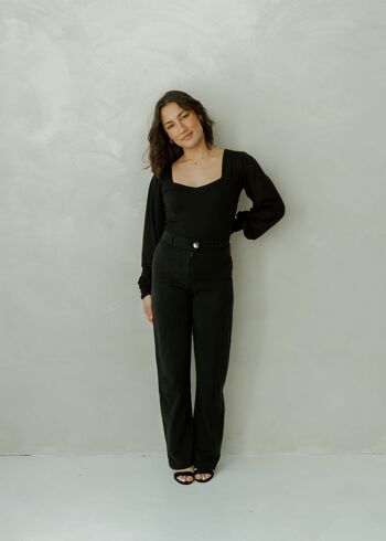 Pantalon droit taille haute noir 4