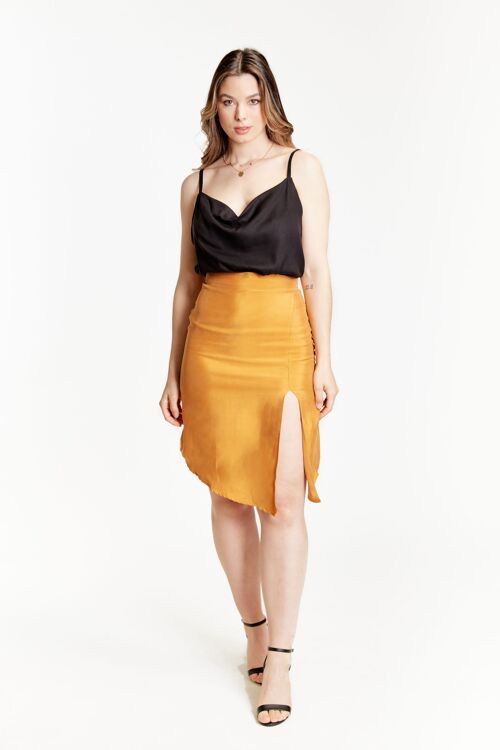 Gold High Waisted Split Skirt