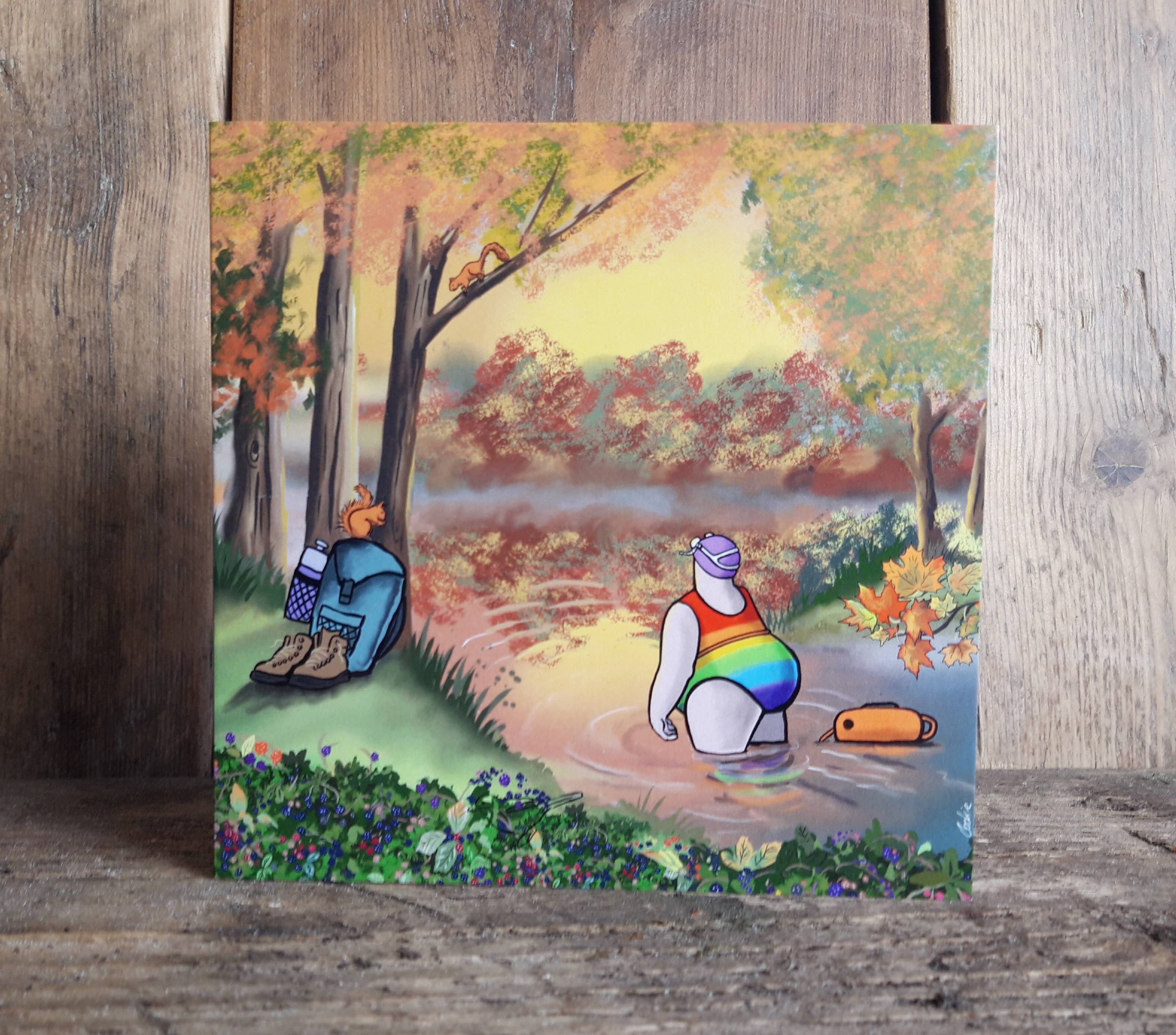 Flocker | Autumn Dip | Tarjeta de felicitación Kimmer Blank (147 x 147 mm)