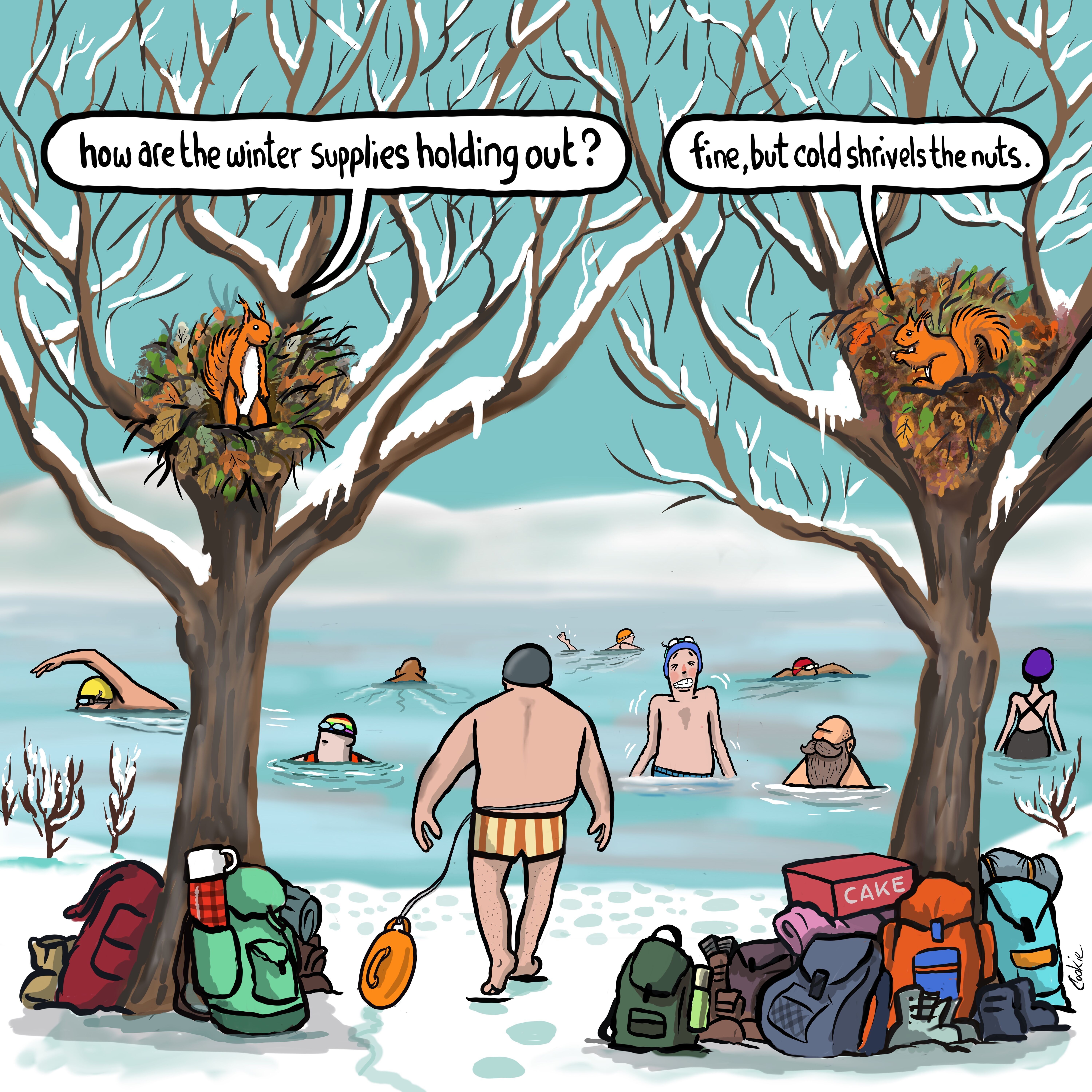 Flocker | Schrumpelige Nüsse!| Leere Grußkarte von Kimmer (147 x 147 mm)