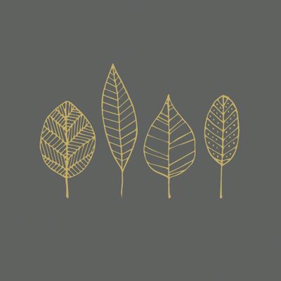 Serviette Pure Gold Leaves anthracite 33x33