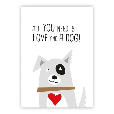 Amour et chien Carte postale