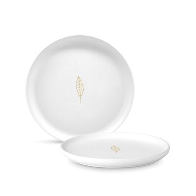 Assiette mate 21 feuilles d'or pur