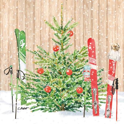 Christmas Skiing Napkin 33x33