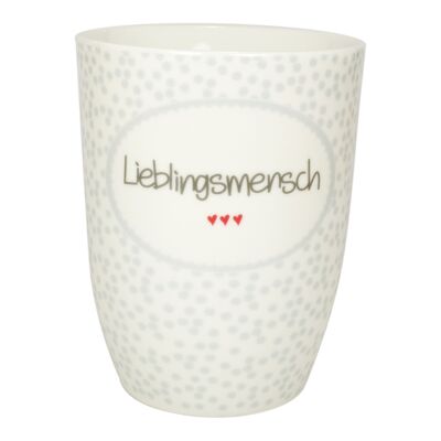 Tasse mit Henkel Motiv "Lieblingsmensch" grau