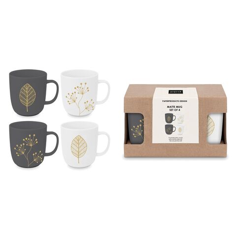 Pure Leaves & Berries  Matte Mug Set 4