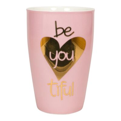 Tasse mit Henkel und Golddruck Motiv "be you tiful"
