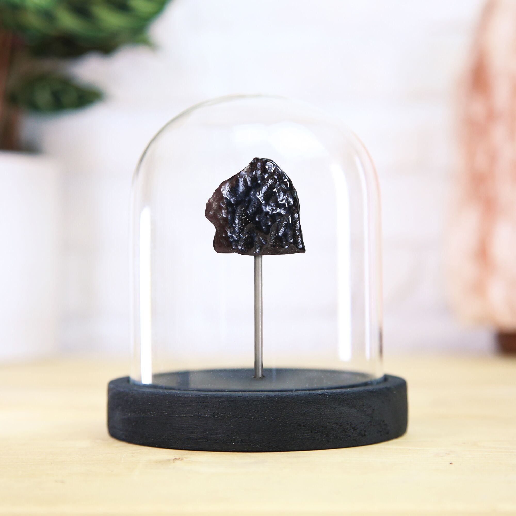 Campana di vetro meteoritica Tektite, qualità museale, design d'interni, arredamento per la casa, esposizione naturale, meteora spaziale autentica e autentica, regalo unico.