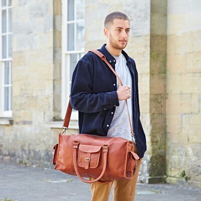 Large Brown Leather Holdall