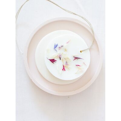 Small pink gypsum candle tray