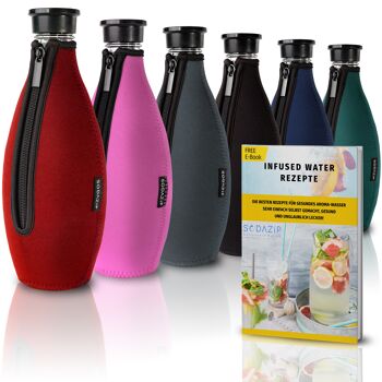 Housse de protection SODAZiP adaptée à vos bouteilles SodaStream Crystal + recettes d'eau infusée gratuites (sous forme d'e-book) - rouge 1