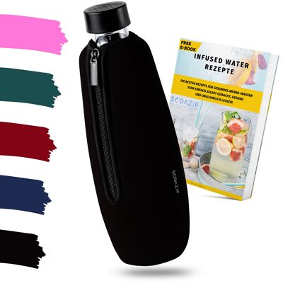 SODAZiP cover protettiva adatta per le tue bottiglie SodaStream Duo + ricette di acqua infusa gratuite (come e-book) - nero