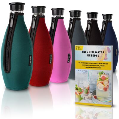 SODAZiP protective cover suitable for your SodaStream Crystal bottles + free infused water recipes (as an e-book) - green