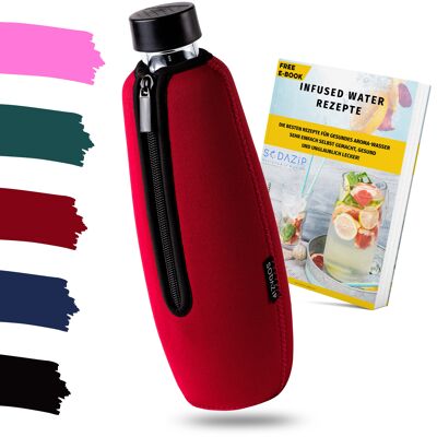 SODAZiP protective cover suitable for your SodaStream Duo bottles + free infused water recipes (as an e-book) - red