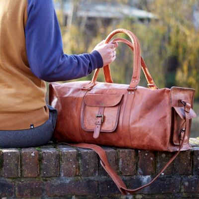 Extra Large Brown Leather Holdall