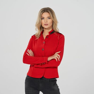 Uniform look sweat blazer in red with fake leather details