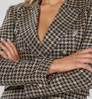 Blazer au tissage grossier avec motif pied-de-poule et teneur en laine 2