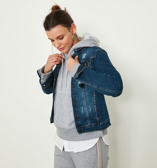 Klassische Taillierte Jeansjacke im Used-Look