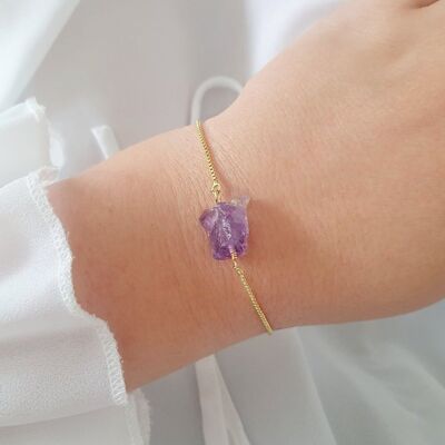 Amatista - Brazalete chapado en oro de 14 k