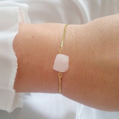 Rose Quartz - 14k Gold Plated Bracelet