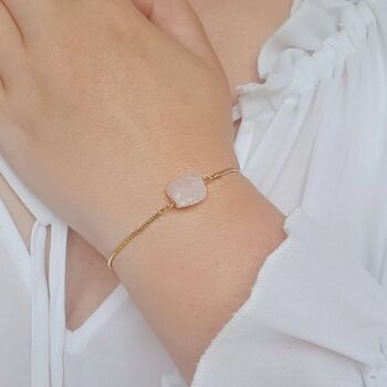 Quartz Rose - Bracelet Plaqué Or 14k 3