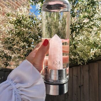 Bouteille d'eau en verre de quartz rose - Pour embrasser et aimer votre vrai moi 6