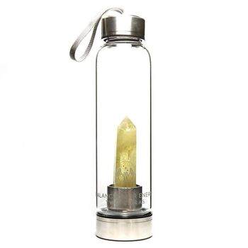 Bouteille d'eau en verre citrine - Confiance, nouveaux départs, optimisme. 8