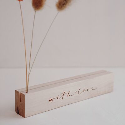 Wooden card holder with love