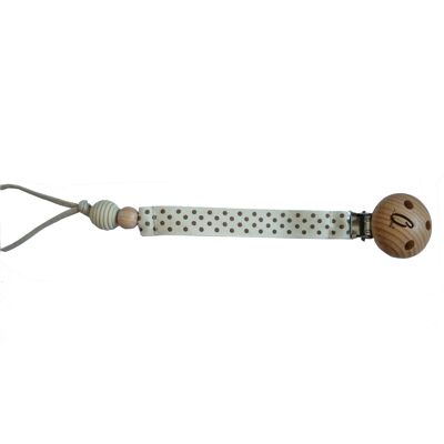 attache tétine Dot perle silicone écru