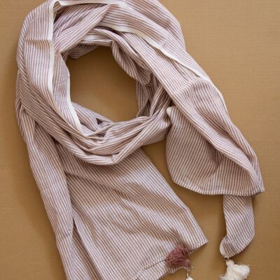 Hand-woven summer scarf made from organic cotton, vegetable-dyed - stripes