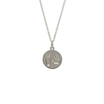 Sterling Silver Oracle Of Time Baby Feet Medallion Necklace
