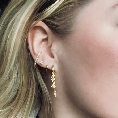 Tassel northstar huggie hoop earrings - Gold vermeil