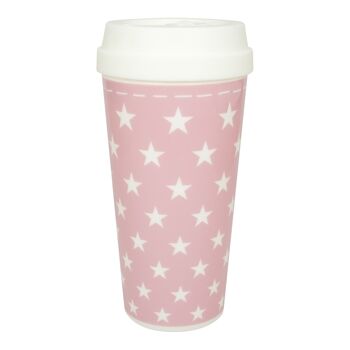 Coffee to Go en plastique "étoiles" rose