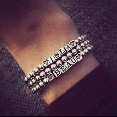 Pulsera de Plata Personalizada - 0-6 letras/corazones