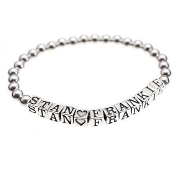 Bracelet Argent Personnalisé - 13-20 lettres/coeurs 3