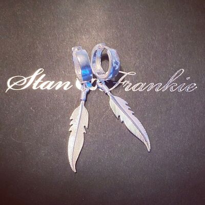Feather Huggie Hoop Earrings - Sterling Silver