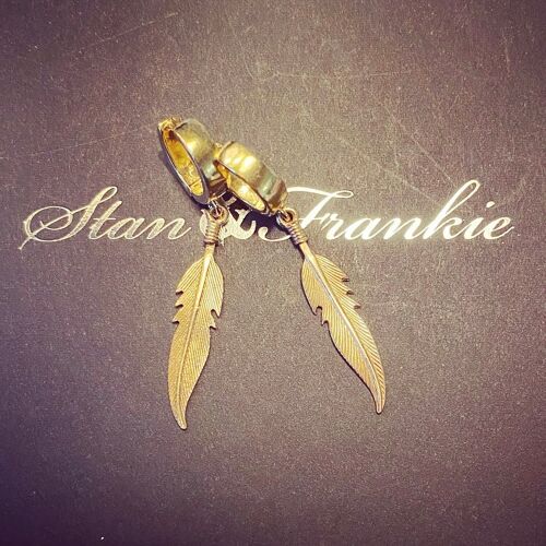 Feather Huggie Hoop Earrings - 24ct Gold Vermeil