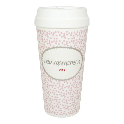 Coffee to Go Kunststoff Motiv "Lieblingsmensch" rosa