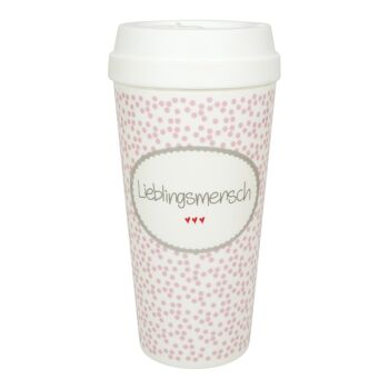 Coffee to Go motif plastique "personne préférée" rose