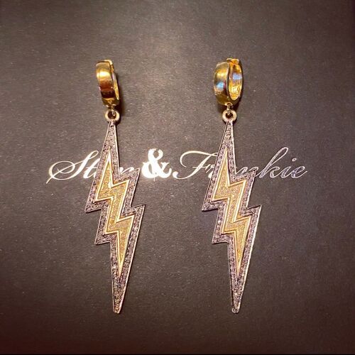 Bowie Diamond Huggie Hoop Earrings - 24ct Gold and Rhodium