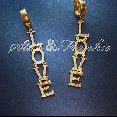 Diamond LOVE Huggie Earrings