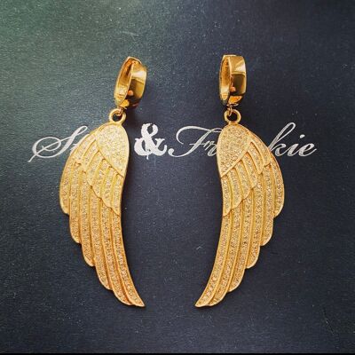 Huggie-Ohrringe mit Diamantflügeln – 24 Karat Vermeil-Gold