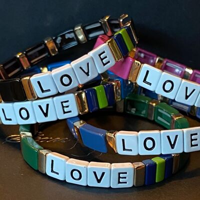 Pulsera Abalorios LOVE Verde