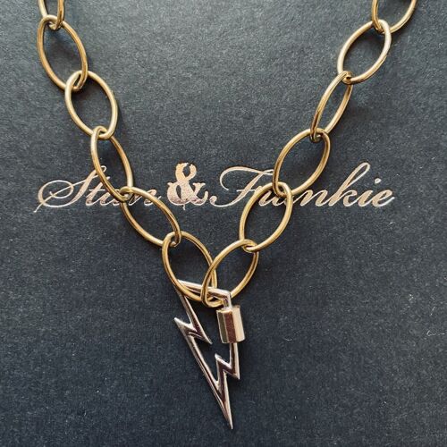 Rockbolt Necklace - Silver chain/Gold bolt