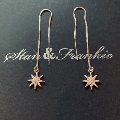 Pendientes de hilo - Estrellas Sunburst con circonita cúbica