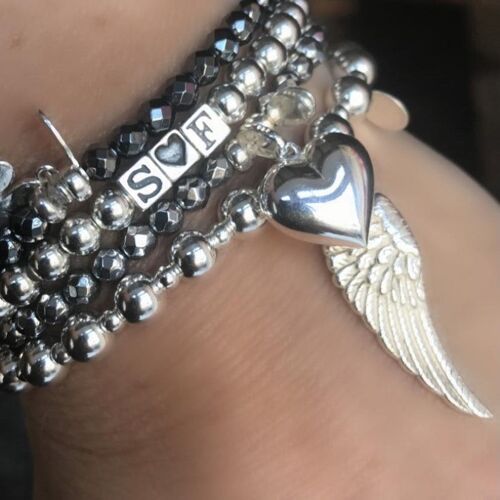 Wing Bead Bracelet - Silver