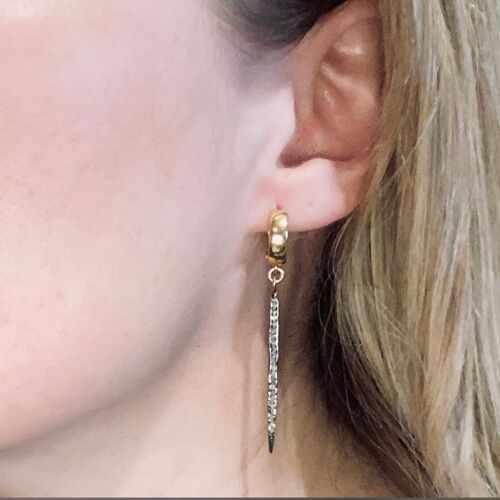 Diamond Spike Huggie Earrings - Gold/Black Rhodium