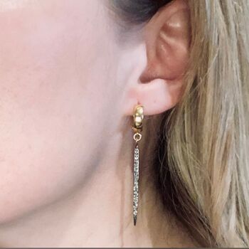 Boucles d'oreilles Huggie Diamond Spike - Or/Rhodium Noir 1